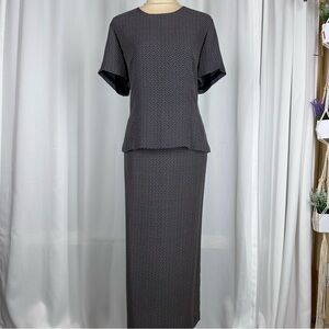 Talbots 100% Pure Silk 2 Pc Set Shirt Long Skirt Size 16 Lined Capsule Classic